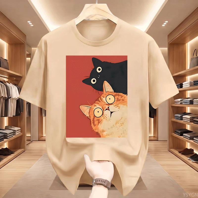 Kawaii Vintage Black Cat Print Tshirt Korean Style Casual Streetwear Cotton T Shirt For Unisex And Unisex Streetwear Basic Tees