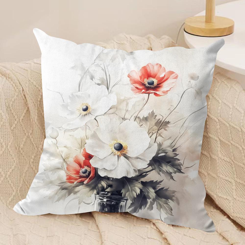 Wild Flower Cushion Cover Soft Plush Fabric DoubleSided Printed Cushion Covers for All Seasons Modern HomeDecor Gift