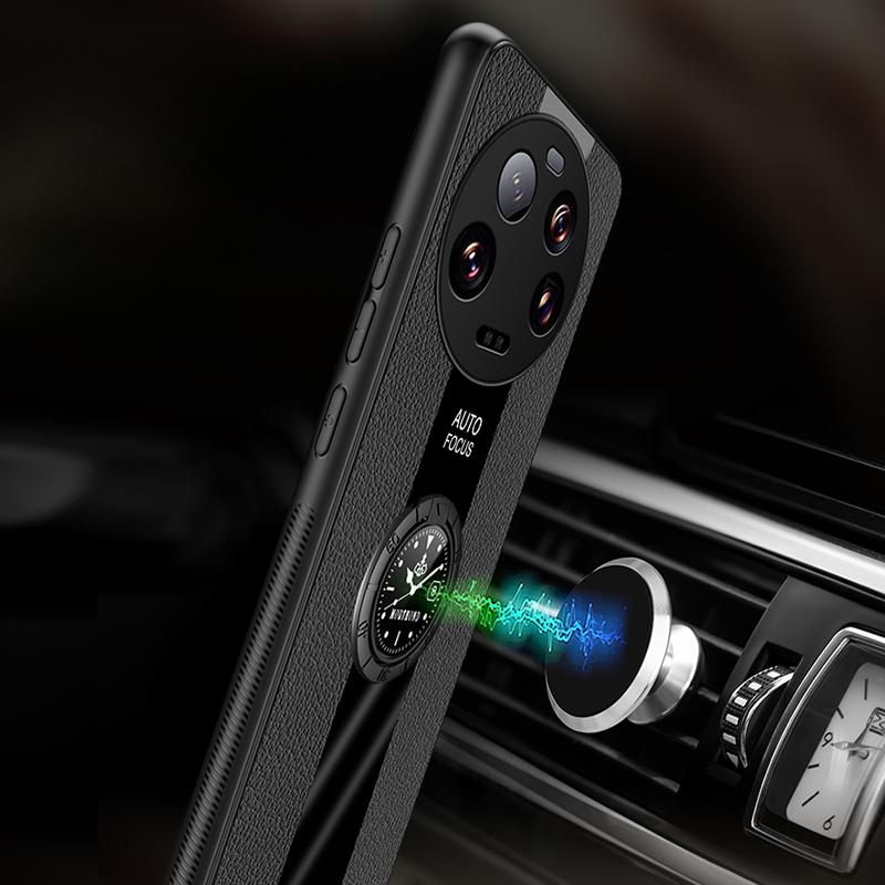 For Xiaomi 15 Ultra Case PU Leather Magnetic Ring Holder Phone Cover for Xiaomi 15 Pro 14 Ultra 14T 13 Lite Matte Soft Bumper Cases