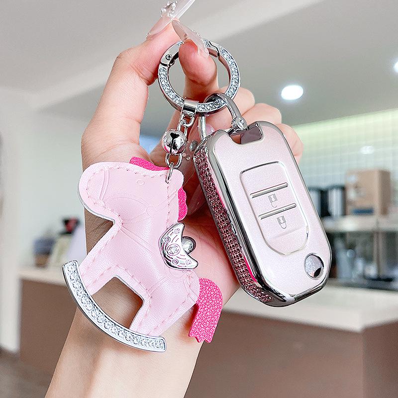 Premium Women's Car Key Case for Honda Accord, Civic, CR-V, Fit, Odyssey, Vezel, Lingpai, and XR-V