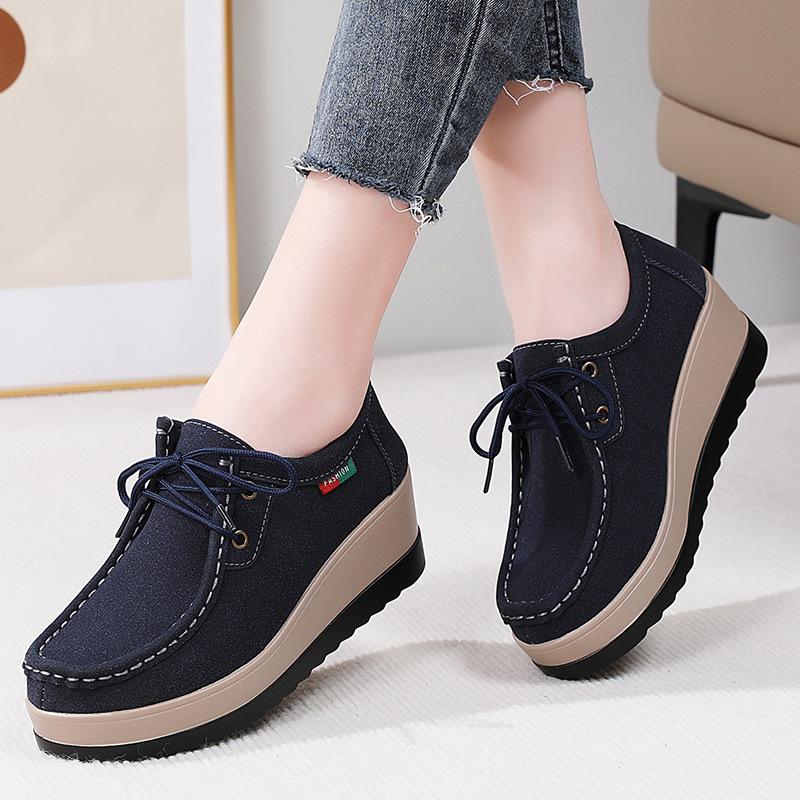 

Внешняя торговля большой размер платформа лоферы женские одинарные туфли новая подошва-маффин шнуровка модные универсальные и удобные женские ш в британском стиле 43 коричневый