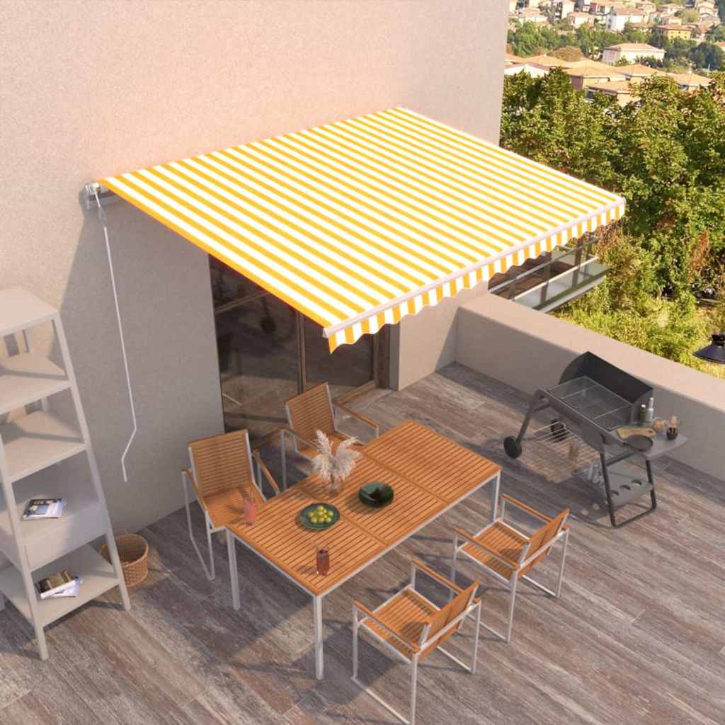 vidaXL Markise Automatisch Einziehbar 450x300 cm Gelb und Weiß