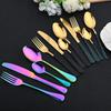 16pc Cutlery Set Stainless Steel Rainbow Dinnerware Knife Fork Spoon Steak Knife Fork Tea Spoon Suitable for Restaurant Kitchen