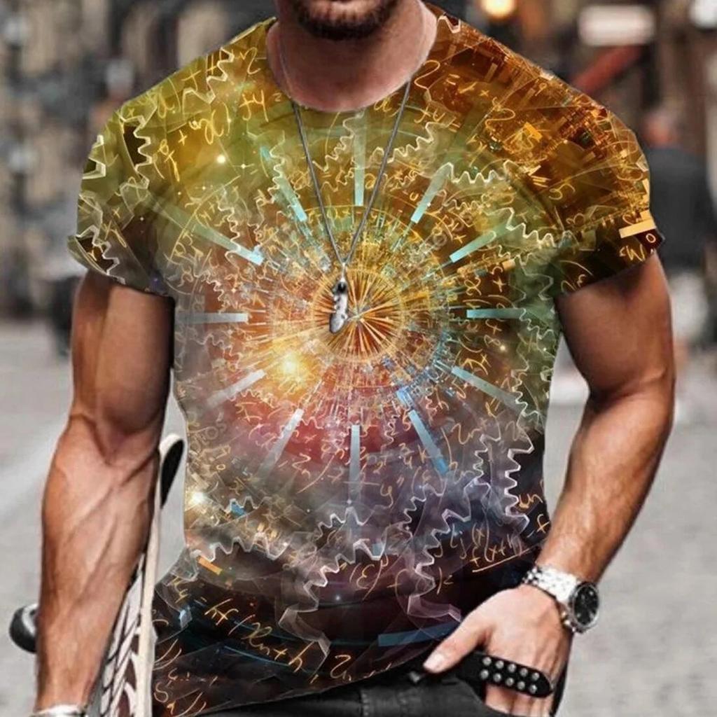 Pánská vintage oversized trička s krátkým rukávem SHUJIN 2021 letní tričko v etnickém stylu Harajuku s 3D potiskem O s grafickým límcem