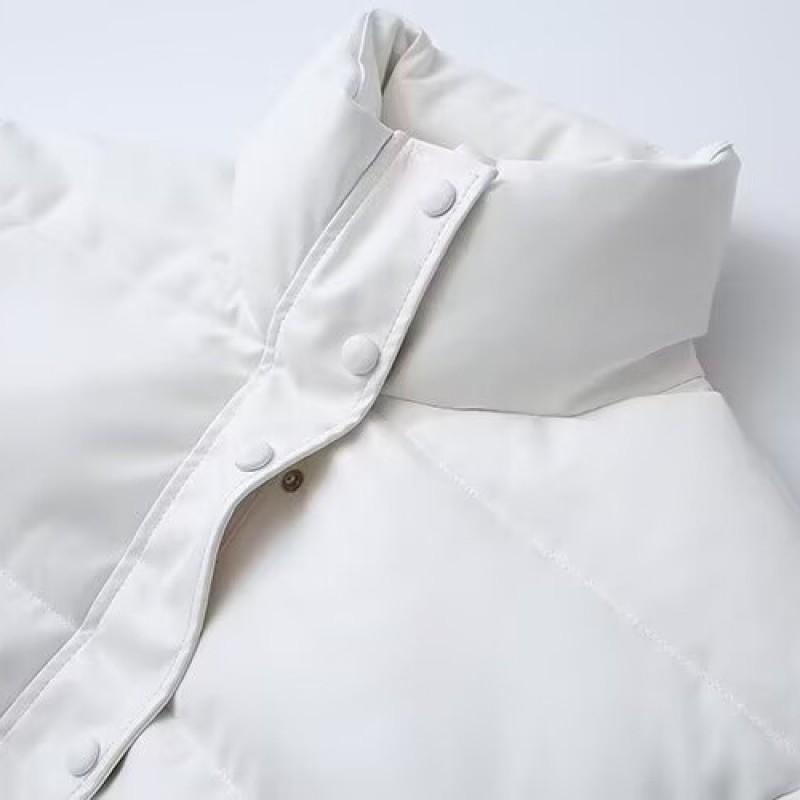 TAOP Womens Stand Collar Short Cotton Puffer Jacket 2026 Petite Fit Solid Color Loose Casual Commuter Wear
