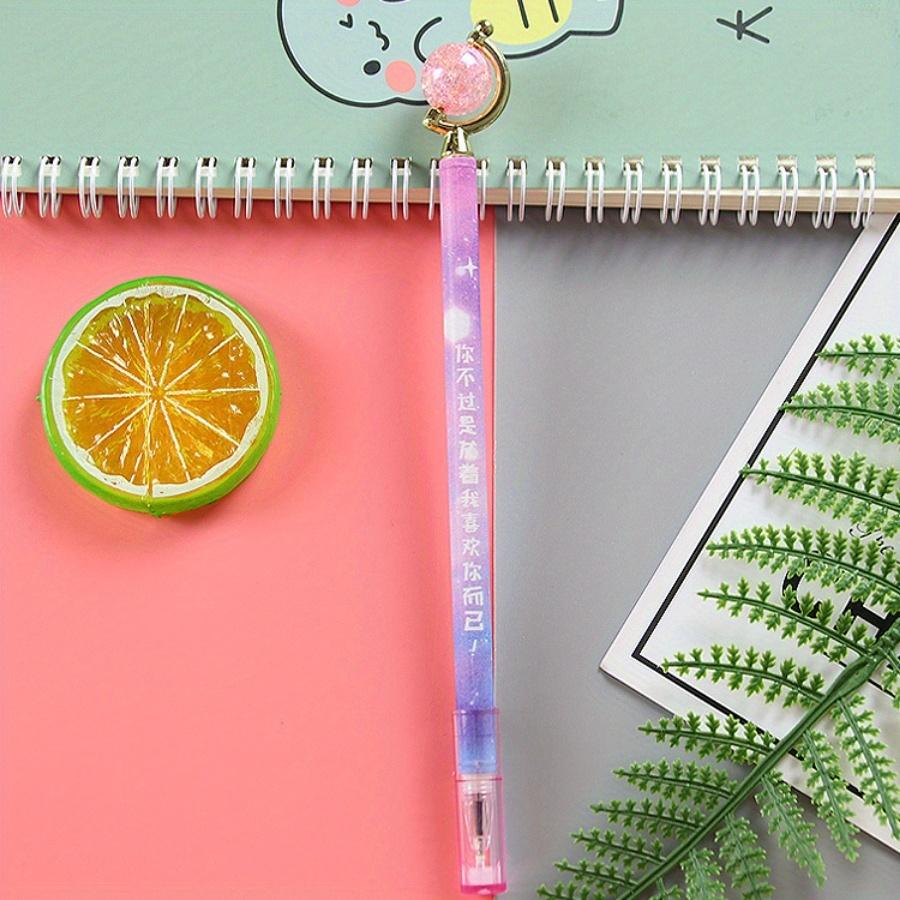 Back to school season 1Pc 0.5mm creative crystal globe gel pen cap removal fun text flower film styling pen cute stationery water-based pen