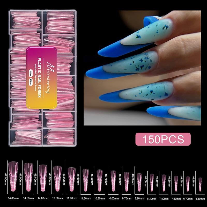 150 Pcs Dual Forms For Poly Nail Gel Soft Nail Forms Molds Acrylic Full Cover False Nail Tips Manicure Extension