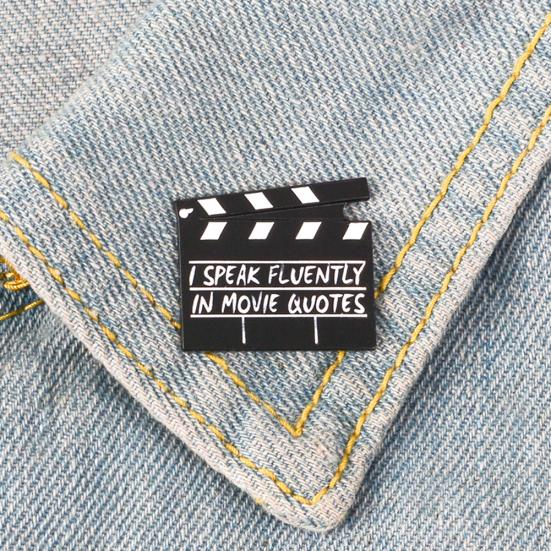 Creative Movie Clapboard Enamel Brooch Pin Unisex Denim Jacket Collar Badge