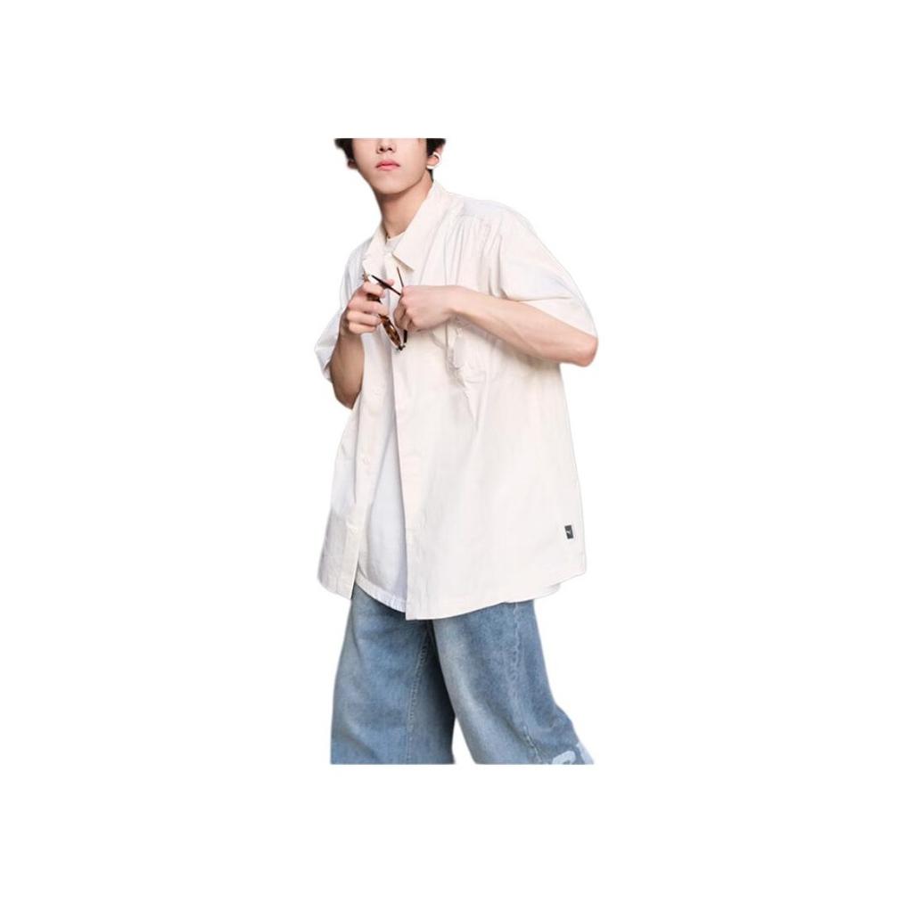 Puma X Pop Mart Skullpanda Solid Color Loose Casual Short Sleeve Shirt Unisex Shirts White 534706-65