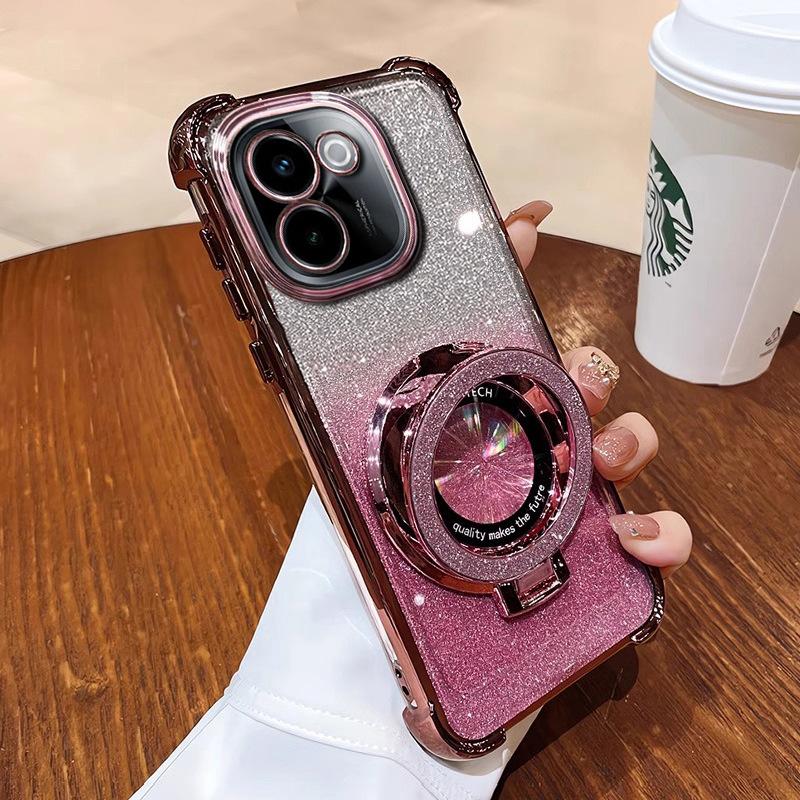 With Lens Film vivoY111 Mobile Phone Case Y111 Electroplating Anti-drop Y11S Glitter Bracket Anti-drop Protective Cover
