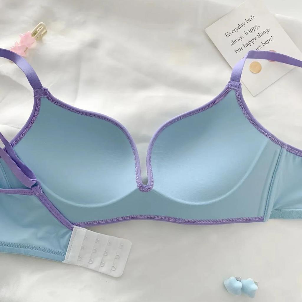 Women's Colorful Dopamine Seamless Bra Push Up Underwear for Small Bust Wireless Style