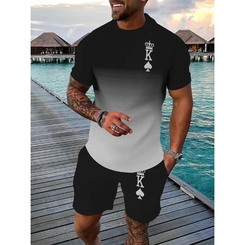 Popular Men's T-shirts Shorts Set 3D Crown King Print Casual Hawaiian Tee Suit Summer Men Women Tracksuit 2 Piece Jogger Outfits