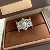 925 Sterling Silver Rings for Women Couple Minimalist Handmade Simple Wide Hollow Ring Fine Jewelry Gift Prevent Allergy