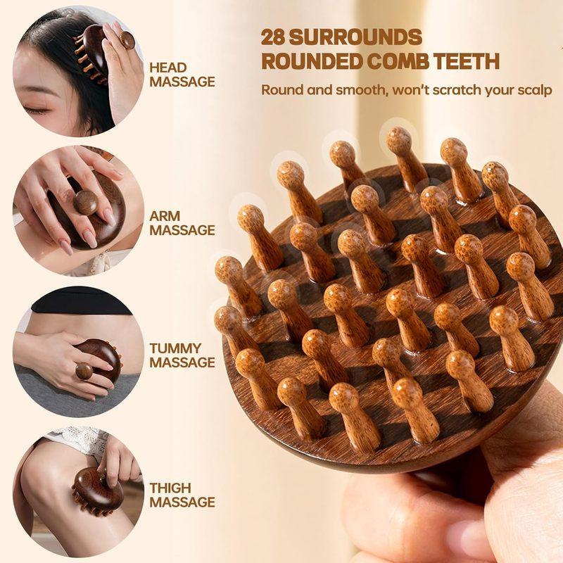 Hochwertige Holzkopfhaut-Massagebürste, Shampoobürste, Nass und Trocken, Kopfhautmassagegerät zur Reduzierung von Schuppen und zur Stimulation des Haarwachstums