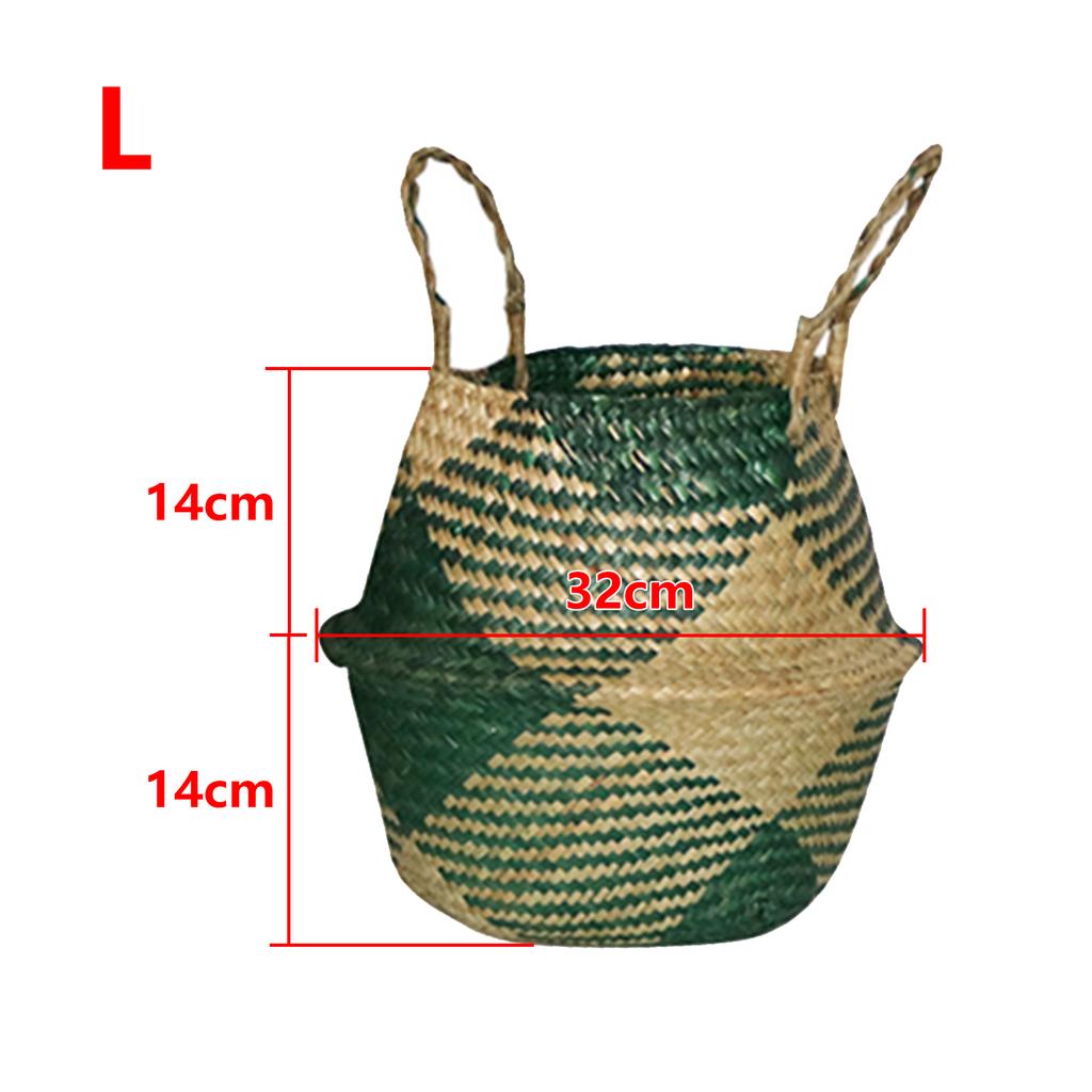 Seaweed Woven Flower Basket Woven Belly Basket Woven Basket Storage Basin Belly Basket Storage Flower Pot Basket
