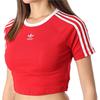 adidas Originals Round Neck Pullover Letter Logo Striped Short Sleeve T-Shirt Women Tops Red IP0665