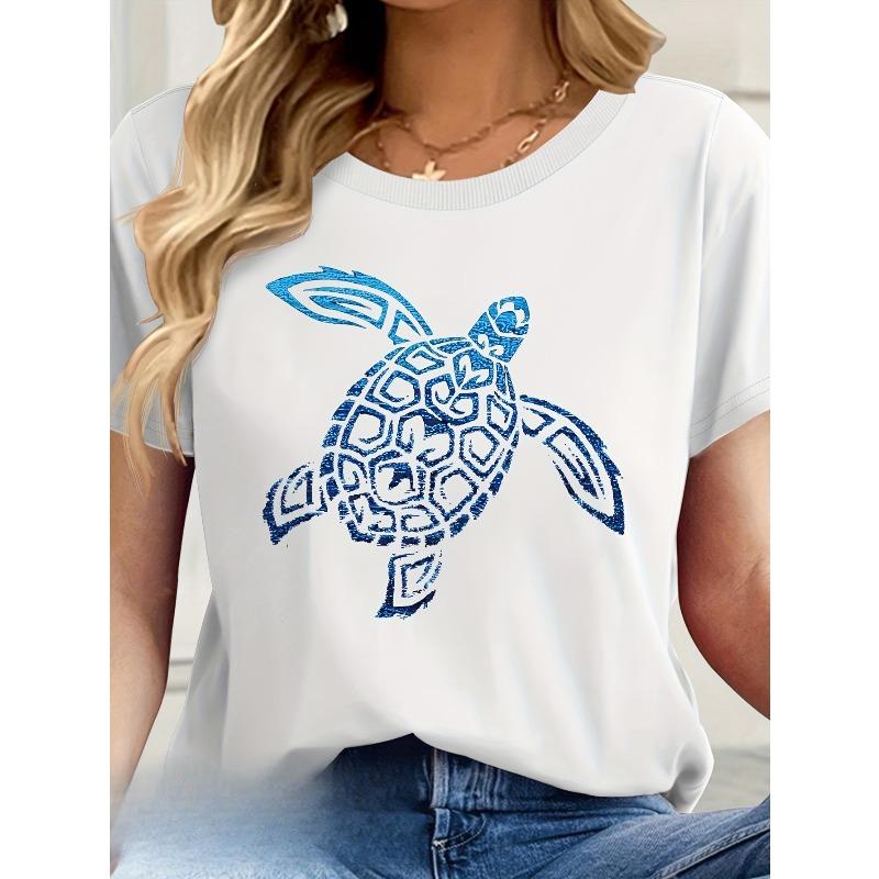 European Sizes Pattern Printed Casual Round Neck Short Sleeve T-shirt Summer New Women's Wear