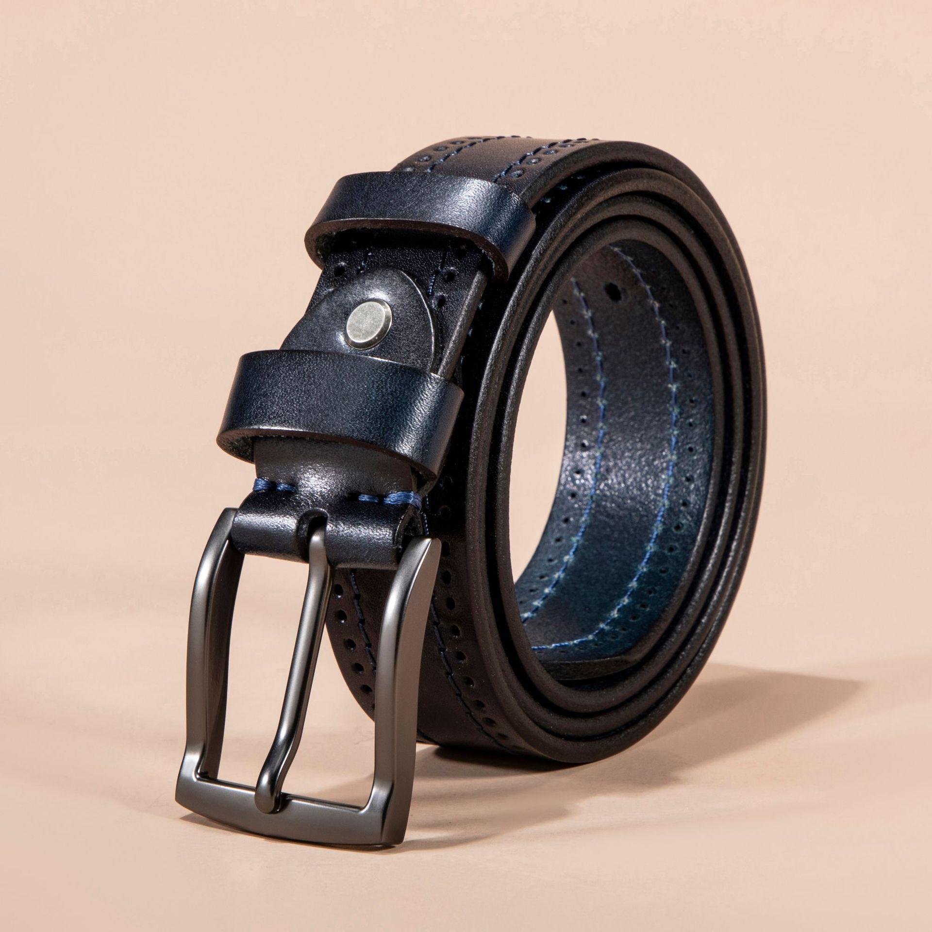 

Кожаный ремень мужской с пряжкой мужской ремень мужской повседневный широкий поясной ремень 110cm-130cm синий