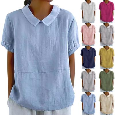 Hauts pour femmes Hauts à manches courtes Chemisier pour femmes Hauts d'été Chemisier léger pour femmes Hauts Pull décontracté T-shirt Chemise basique