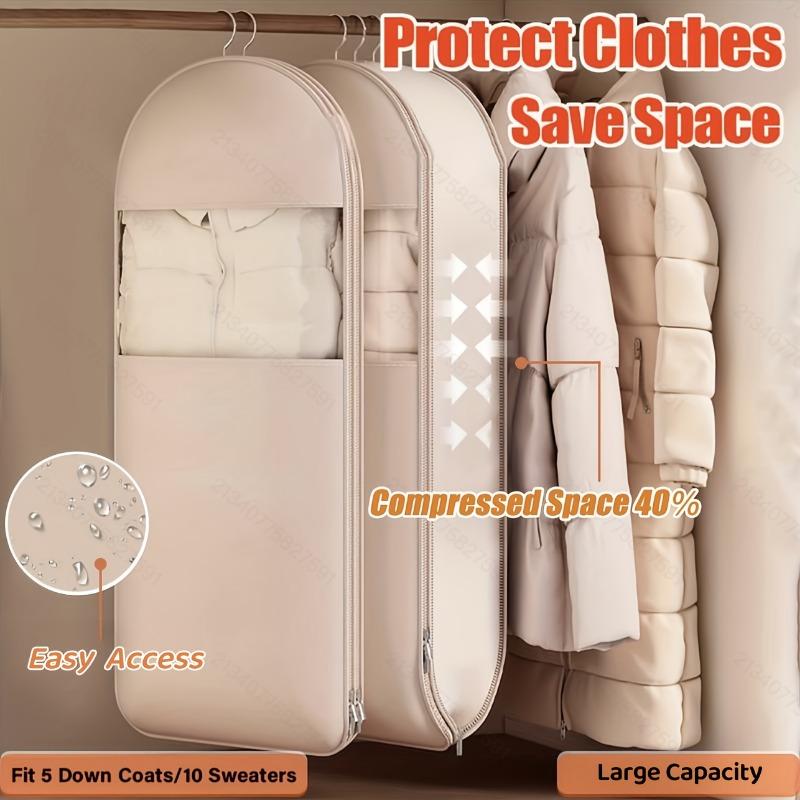 1pcs Gorget Satin Hanging Transparent Garment Dust Cover Wardrobe Storage Coat Down Suit Protector Durable Household Supplies