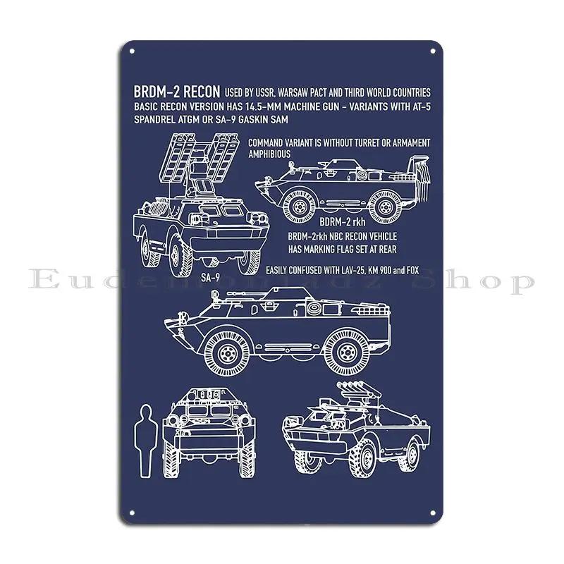 Brdm Recon Russian Amphibious Scout Car Blueprint Army Recognition Infographic Metal Sign Wall Mural Customized Funny 20x30cm(7.8x11.8inch)