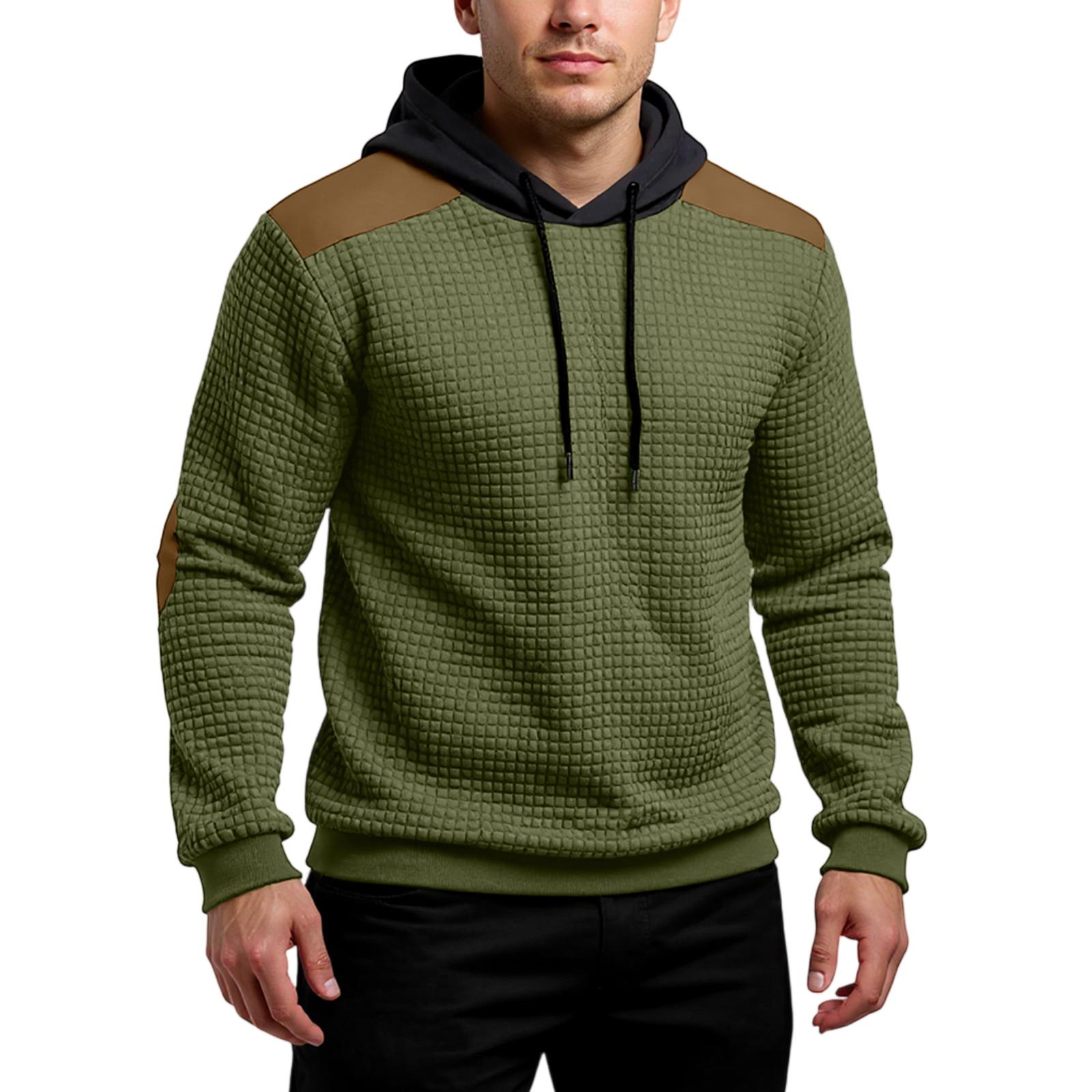 Мужская толстовка с капюшоном толстовка контрастного цвета спортивная повседневная куртка L армия зеленый 2265₽