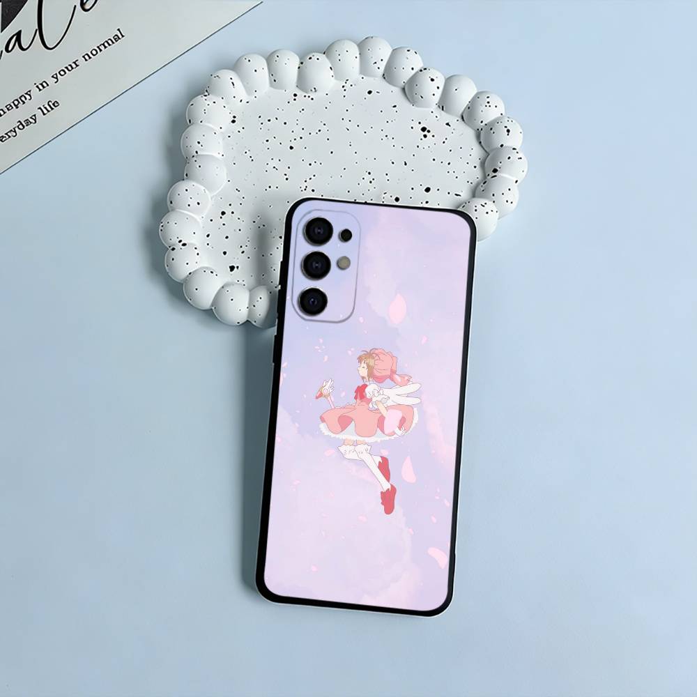 Anime-Karten-Mädchen-Sakura Handyhülle für Samsung S25,S24,S21,S22,S23,S30,Ultra,S20,Plus,Fe,Lite,Schwarz Weiches Silikon