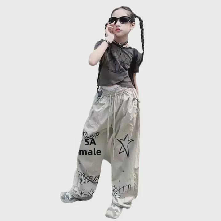 2024 Girls' Summer Graffiti Hip-Hop Streetwear Pants