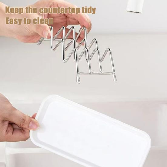 Yangyizhi Soap Holder, Stainless Steel Drain Tray, Wave Shaped 2-3 Soaps Sponge Organizer for Bathroom Shower Kitchen Countertops