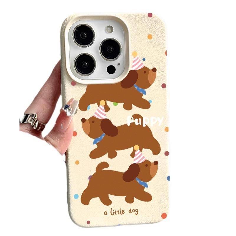 Ins Storm Point Puppy for Apple 16promax Mobile Phone Case for IPhone15plus Cartoon 14pro Skin Pattern