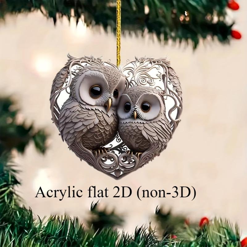 Love Owl 2D Acrylic Valentine's Day Decoration Pendant Suitable for Room Home Window Decoration Pendant Holiday Party Decoration CDN