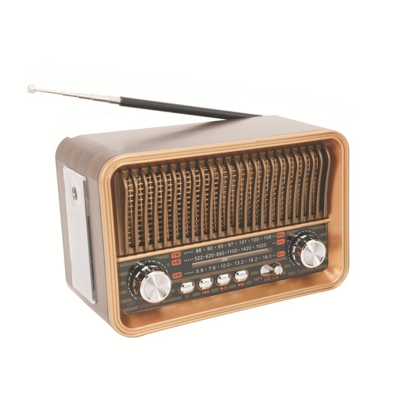 

Portable FM AM SW Radio Multi-band Vintage Radios Wireless Bluetooth Speaker with LED Flashlight Supportt TF Card U Disk AUX золотий
