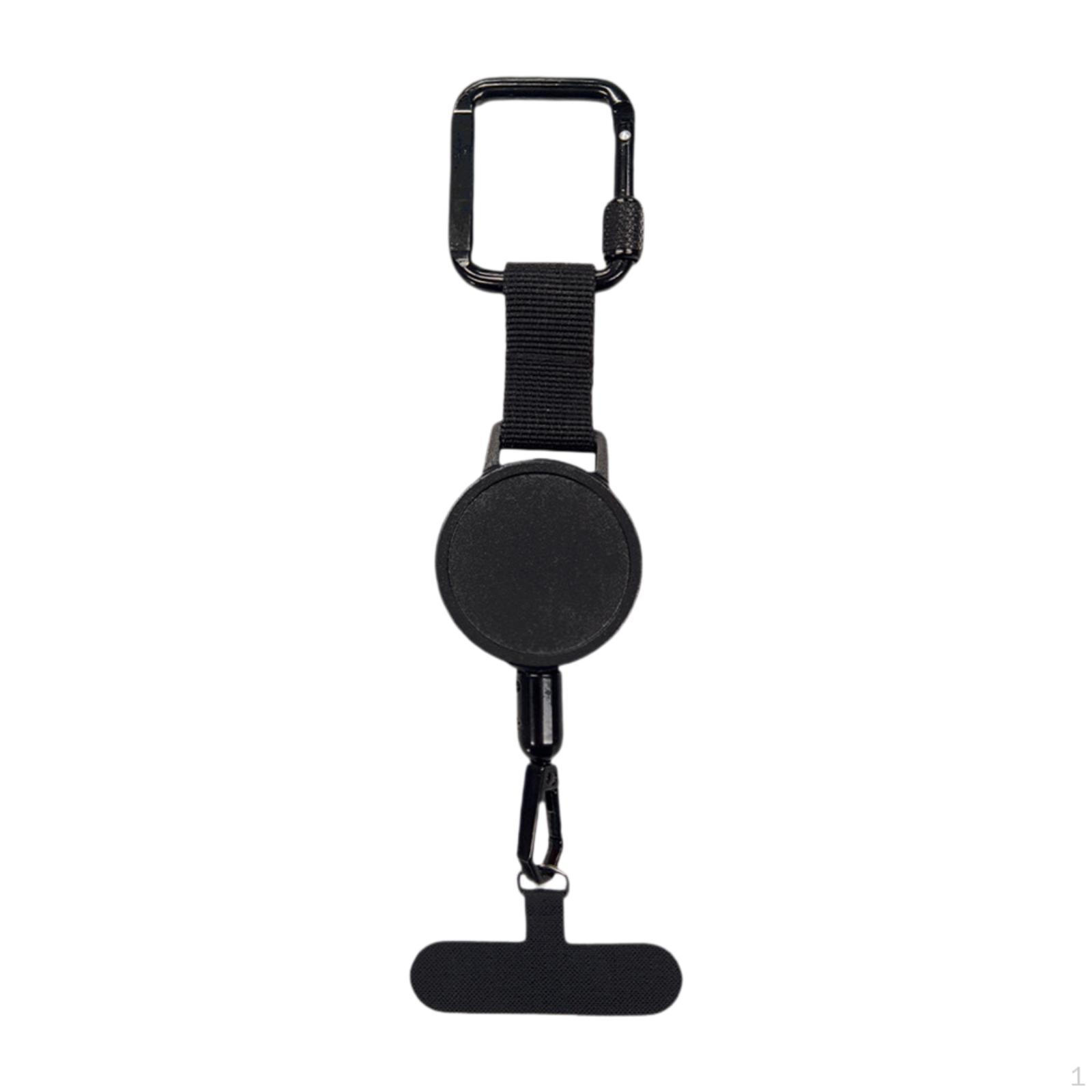 

Retractable Keychain Reel Keyring Metal 24 Inches Steel Cable Black Extendable Key Chain