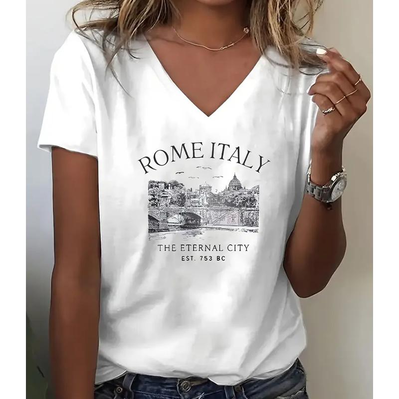 

Модные блузки с цветочной живописью, футболки с V-образным вырезом и короткими рукавами, повседневные 8XL белый