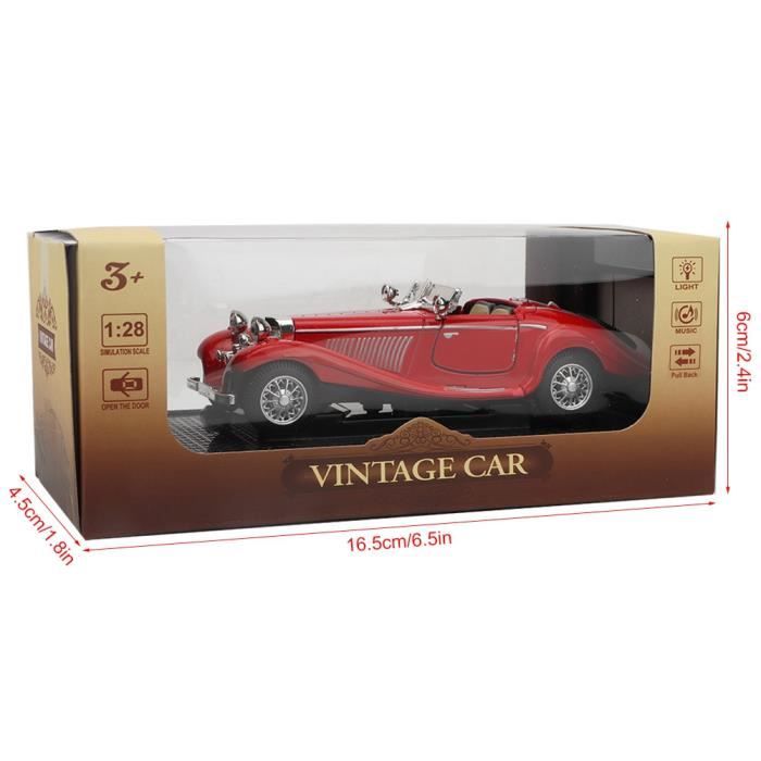 VGEBY Modèle De Voiture Vintage Child Kid High Simulation Sound Light Pull Back Car Toy Véhicule En Alliage (Rouge)
