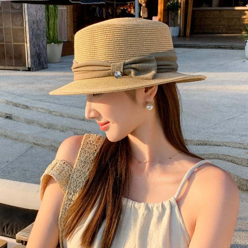 Taizhou Wenling hat women's summer French Hepburn style elegant straw straw hat seaside beach sunshade sunscreen hat