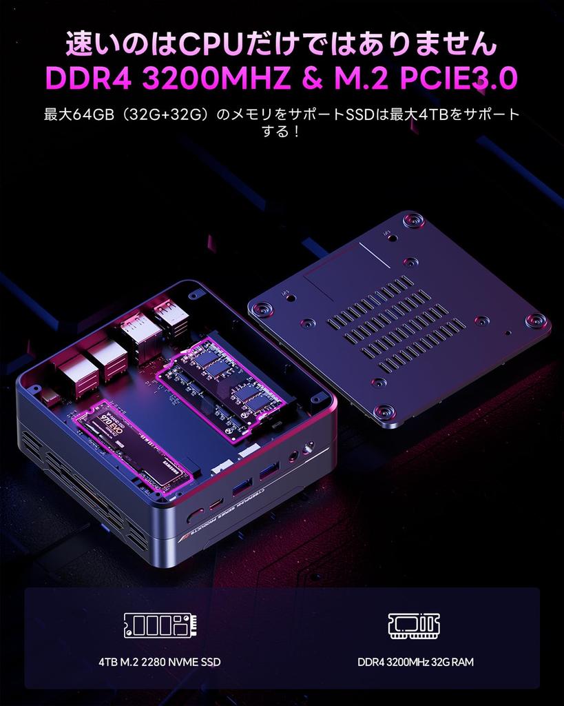 SkyBarium Mini PC with AMD Ryzen 7 32GB 1TB Up To Windows 11 4K 60Hz WiFi BT 5825U 5825U, DDR4, SSD, 8C/16T Processor, 4.50GHz, Pro, 2.5" HDD,