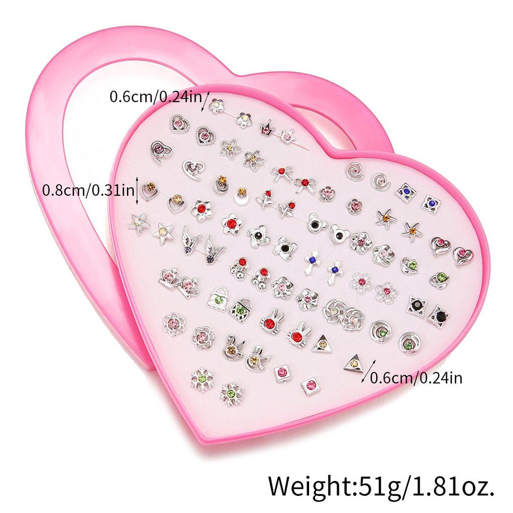 36 Pairs Non-allergenic Heart Box Earring Set - Fashionable, Non-repeating Designs for Women and Best Friends.