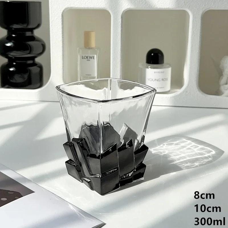 300ml Interesting Space Silver Ice Cube Wine Glass Creative Light Luxury Glass Tea Coffee Cup Breakfast Milk Cup Whiskey Cup 300ml