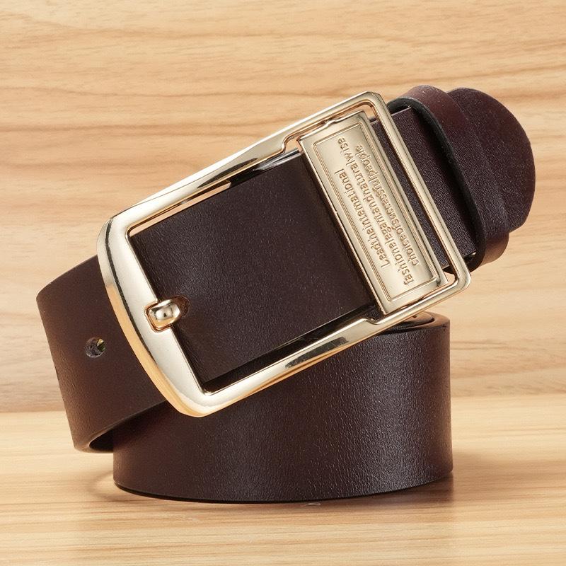Men's Genuine Leather Belt, 3.8cm Wide, Pin Buckle - Versatile for Business and Casual Wear