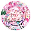 50 Pink Motivational Waterproof Stickers with Positive Phrases for Disease and Cancer Resilience