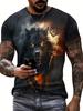 2024 New Animal T-Shirt For Men's Lion Tiger Wolf Printed Oversized T-Shirt Summer Men's Short Sleeve Tops Hawaii