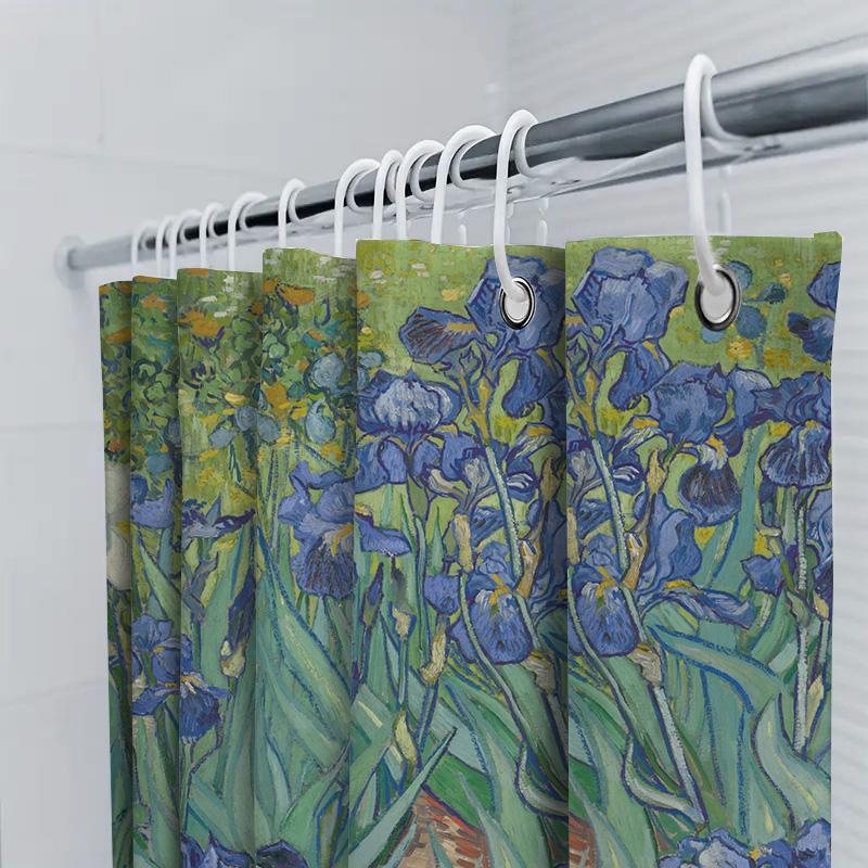 Van Gogh Irises Shower Curtain Waterproof Fabric Wall Decor for Bathroom Modern Blue Floral Print Home Decor (Green) by AliExpre