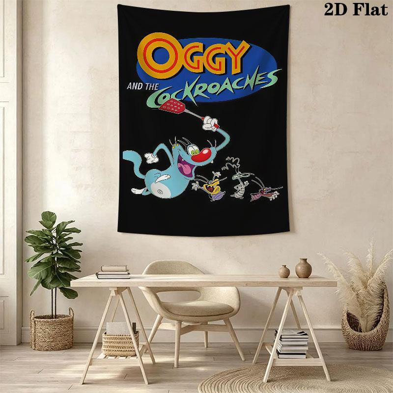 Oggy Wall Tapestry Aesthetic Wall Hanging Printed Fabric Blanket Decorative Tapestries for Bedroom Living Room Home Decor