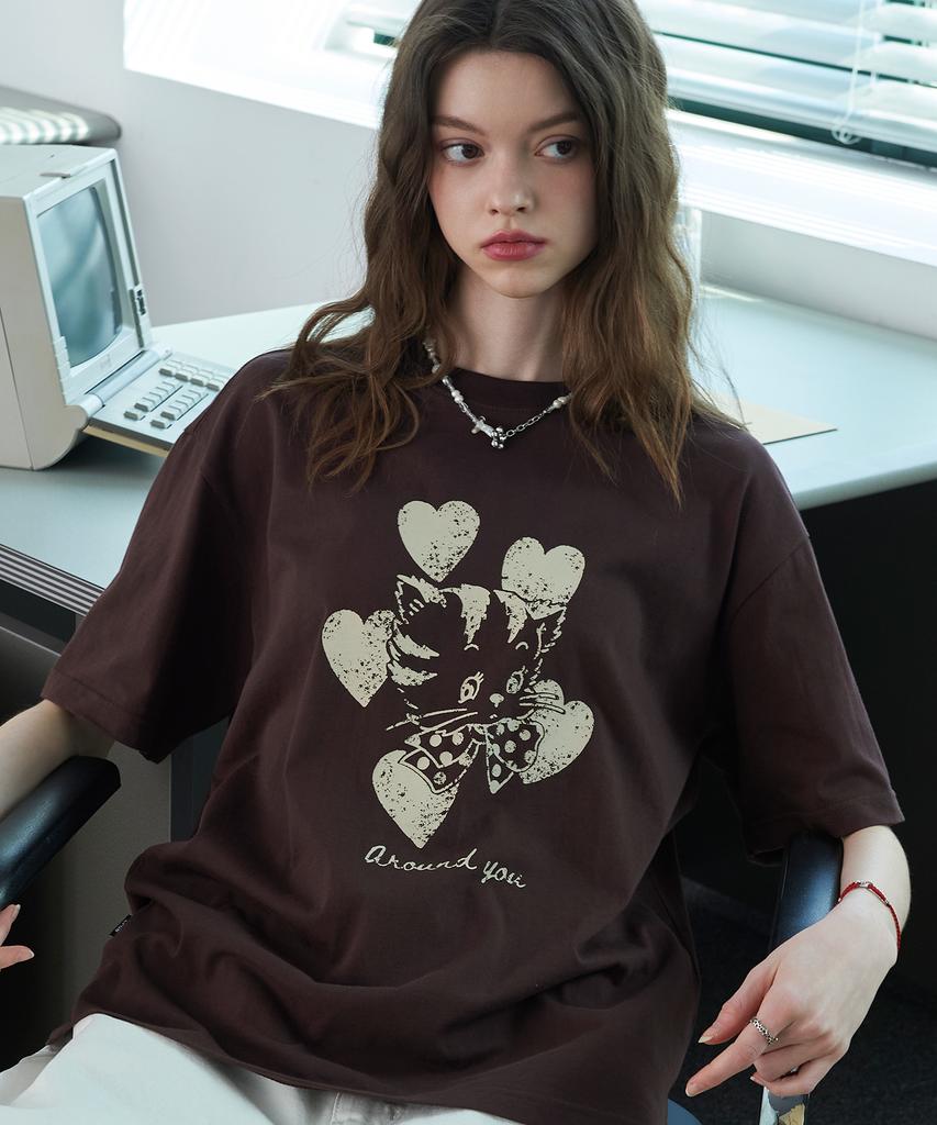 CPGN STUDIO Heart Luna Short Sleeve Tee Brown