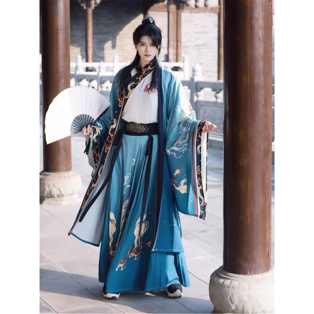 Chinese Song Dynasty Style Hanfu For Male Chivalrous Style Black Daily Suit