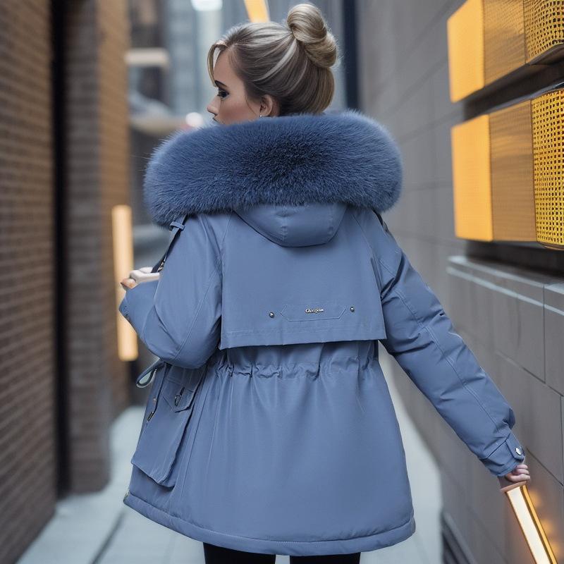 Women's Parka New Fashion Women Winter Jacket Fake Fur Collar Oversized Long Coat Hooded Warm Lining Female Puffer Jacket Parkas