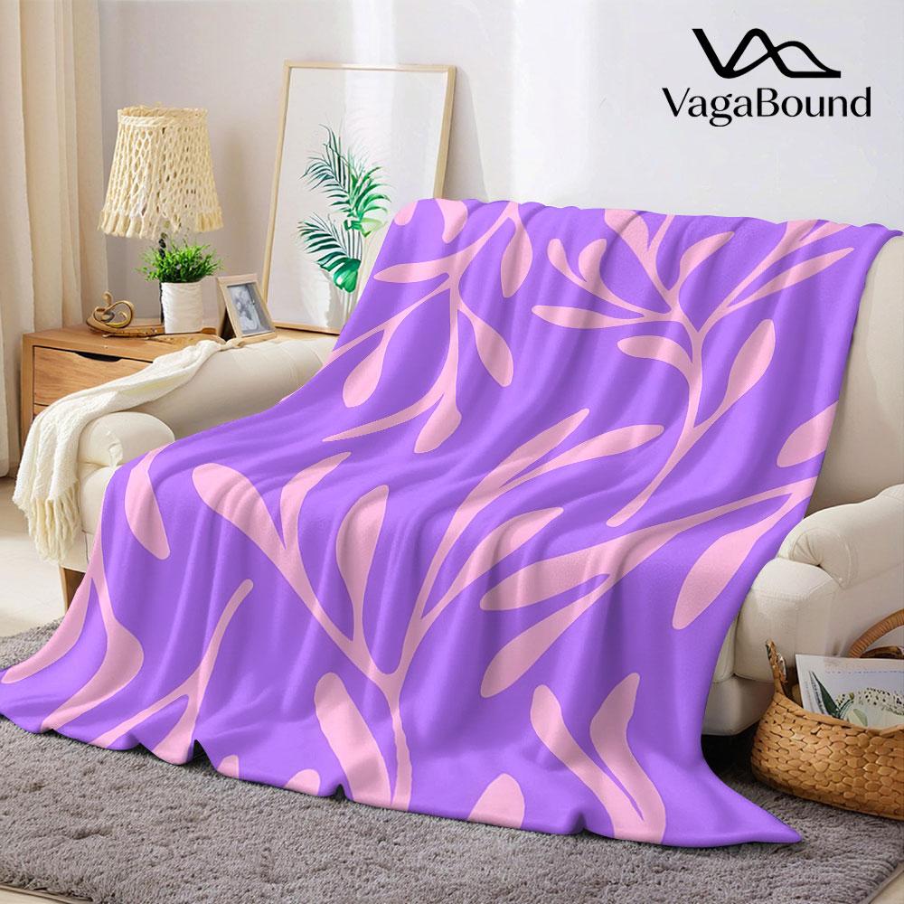 Purple Leaf Branch Flannel Blanket Warm Soft Halloween Christmas Decorative Couch Warm Cozy All-Season Gift