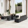 vidaXL 8-piece Garden Sofa Set with Black Poly Rattan and Acacia Cushions 3364680