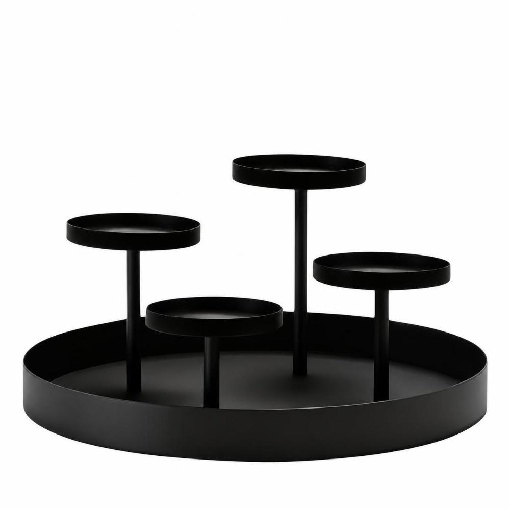 with Drip Tray Metal Candelabra Matte Black Pillar Candlestick for Party Table Centerpiece Decor